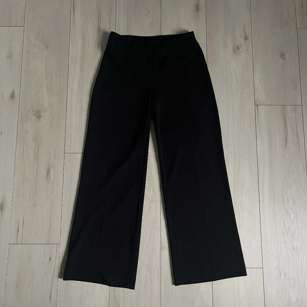 Wide-leg Black Work Pants with Stretch
